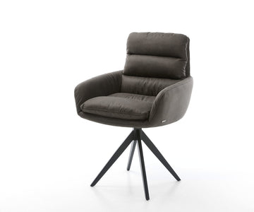 Dining Chair Abelia Microfiber Anthracite Vintage Cross Angular Base Black 180° Swivel