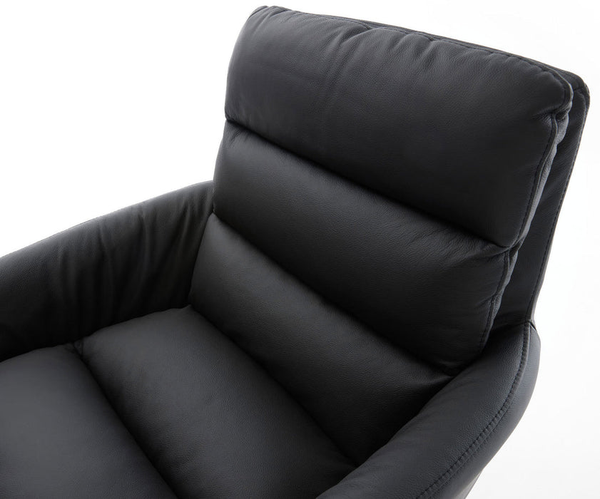 Dining Chair Abelia Natural Leather Black Cantilever Flat Base Silver