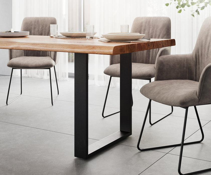 Dining Table Olympus Live Edge 260cm Acacia Wood Natural Square Frame Slim Black 55mm Top
