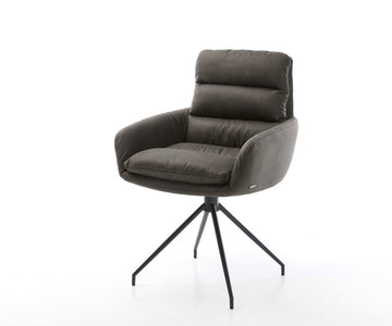 Dining Chair Abelia Microfiber Anthracite Vintage Cross Conical Base Black 180° Swivel