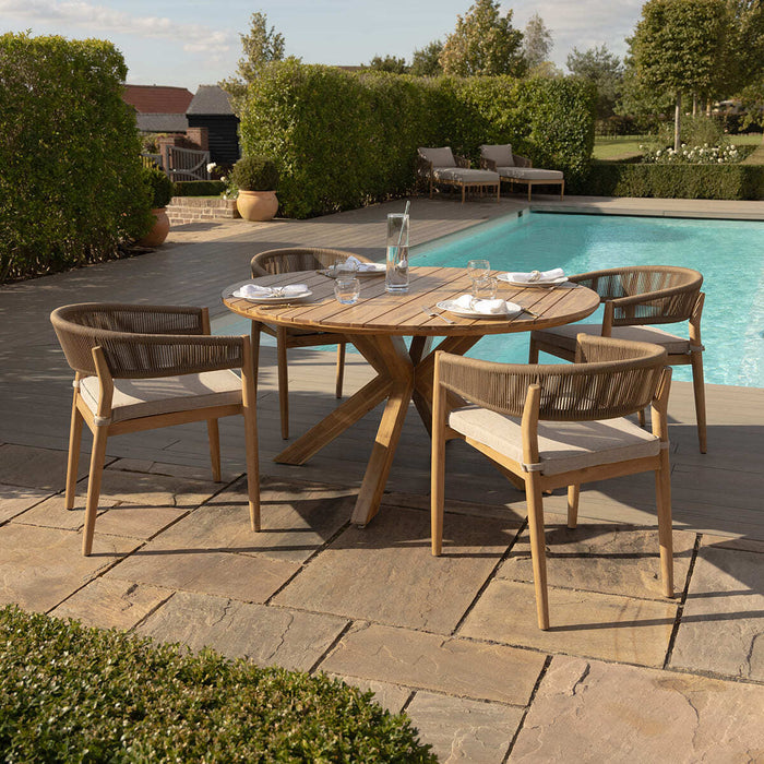 Porto Rope Weave 4 Seat Round Dining Set