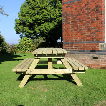 Heavy Duty 180cm Picnic Table 180cm Wooden Picnic Table  Garden Dining Set (Seats 8)