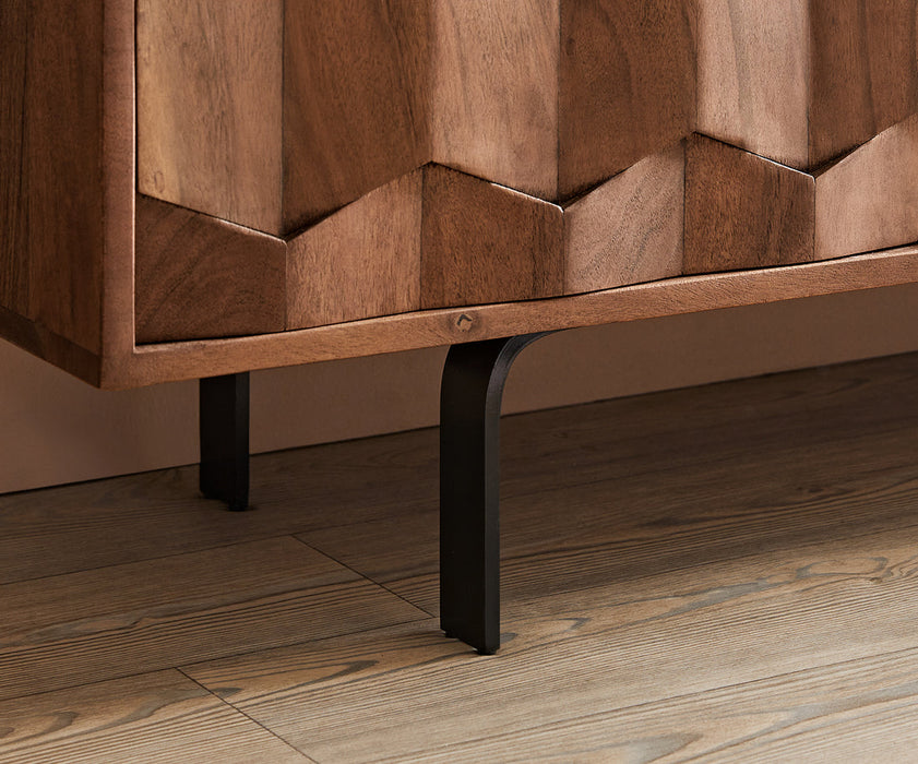 TV Stand Fevo 160cm Acacia Wood Brown 2 Doors 2 Compartments