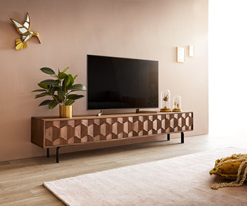 TV Stand Fevo 200cm Acacia Wood Brown 4 Doors