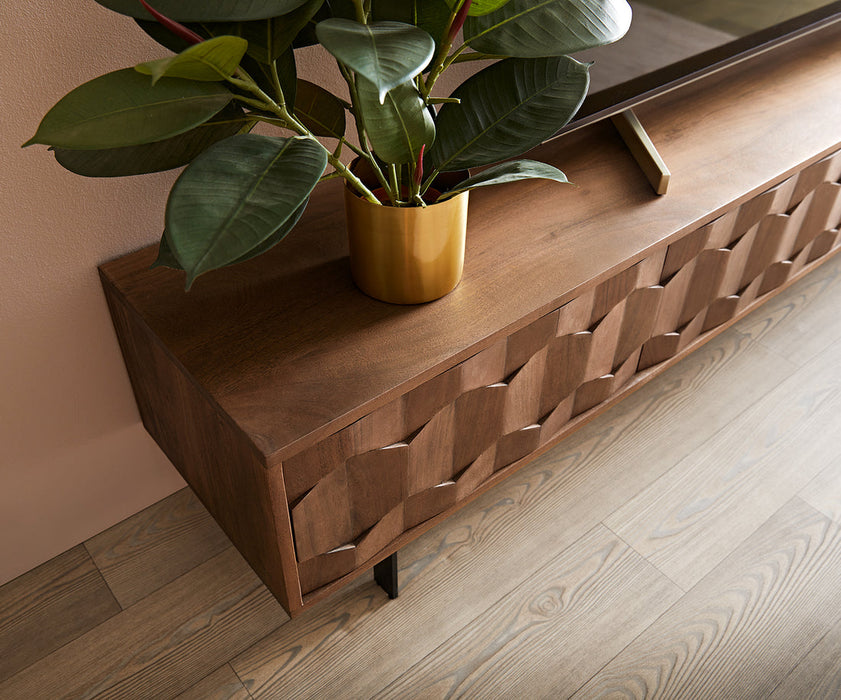 TV Stand Fevo 220cm Acacia Wood Brown 4 Doors