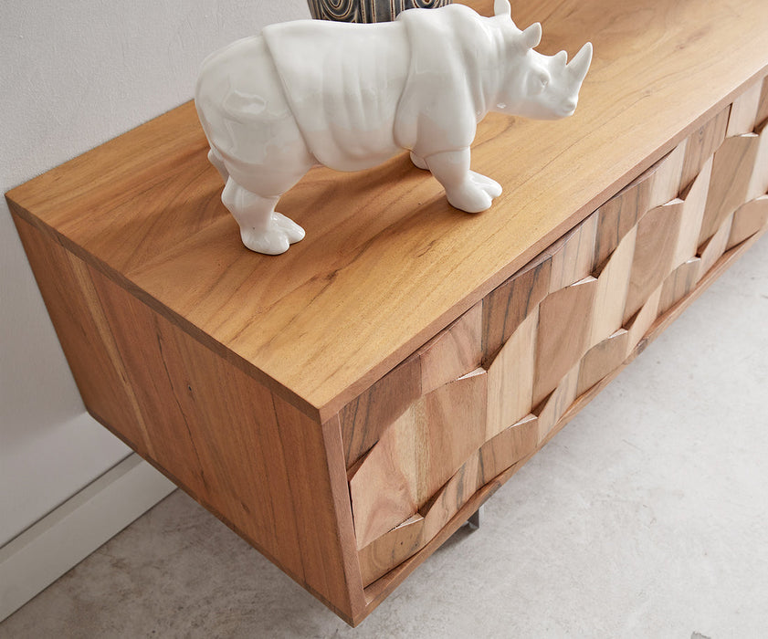 Floating TV Stand Fevo 220cm Acacia Wood Natural 4 Doors