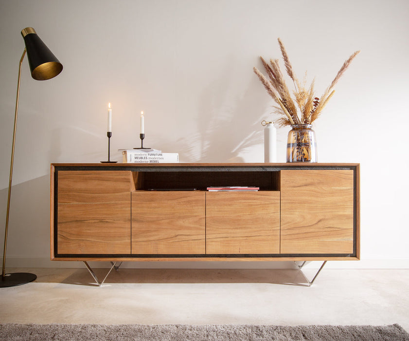 Sideboard Stonegrace Classic 175cm Acacia Wood Natural Stone Veneer V-Feet
