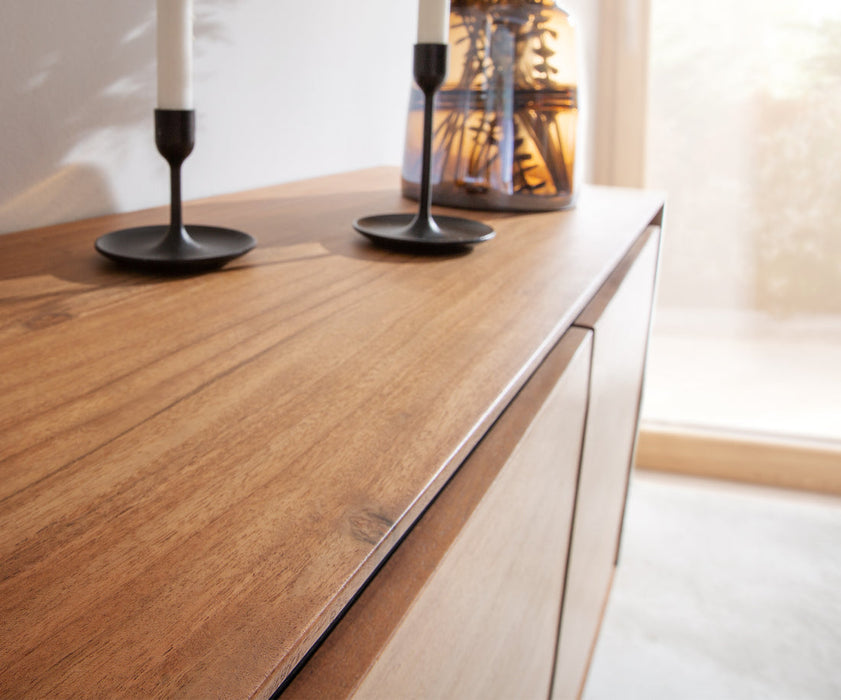Sideboard Stonegrace Classic 145cm Acacia Wood Natural Stone Veneer V-Leg