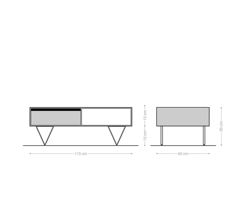 Coffee Table Stonegrace Straight-Edge 115x60cm Acacia Wood Brown And Slate