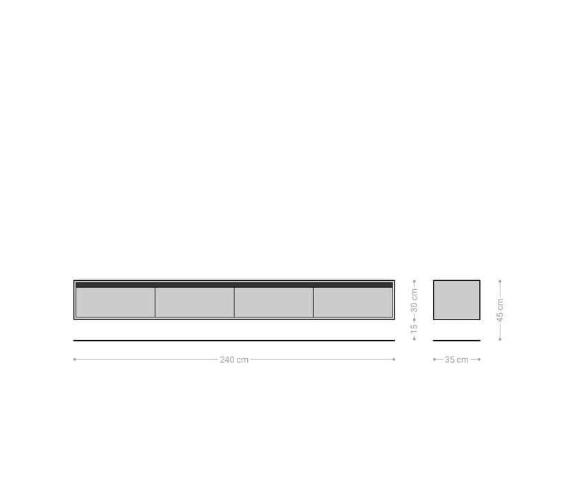 Floating TV Stand Stonegrace Straight-Edge 240cm 4 Doors Acacia Wood Brown Slate