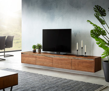Floating TV Stand Stonegrace Live-Edge 220cm Acacia Wood Brown