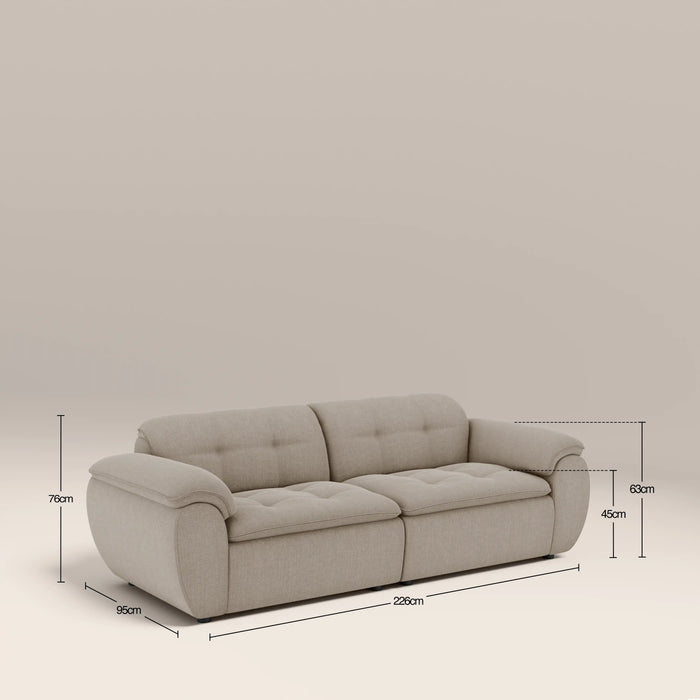 Bamba 2 Seater Sofa | Pebble Grey Velvet Chenille