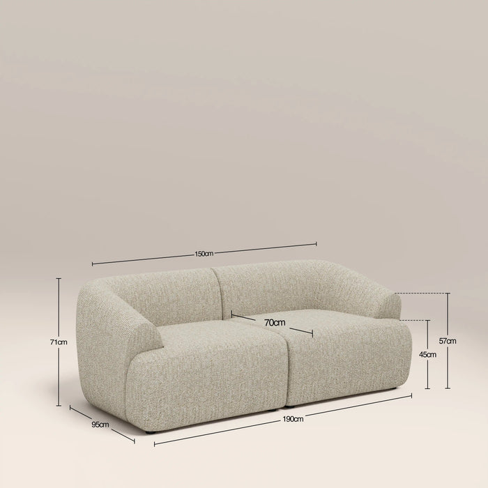 Malmo 2 Seater Sofa Oatmeal Woven Boucle