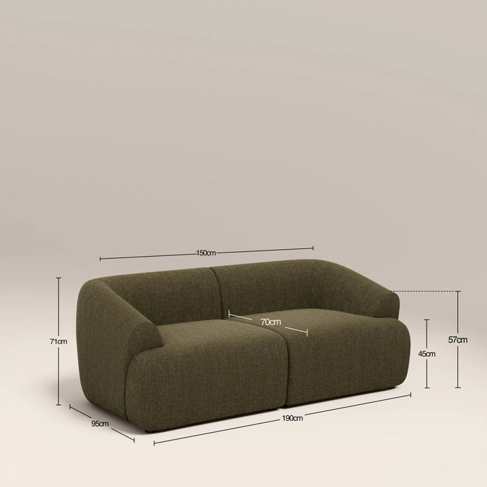 Malmo 2 Seater Sofa Olive Green Velvet Chenille