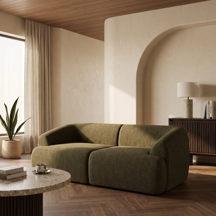 Malmo 2 Seater Sofa Olive Green Velvet Chenille
