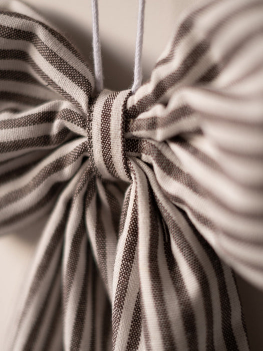 Brown & White Striped Hanging Bow