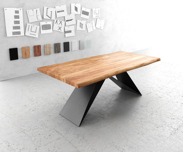 Dining Table Olympus Live Edge 200cm Acacia Wood Natural V-Frame Black 55mm Top