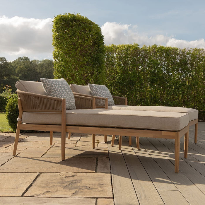 Porto Rope Weave Double Sunlounger Set with Small Round Coffee Table