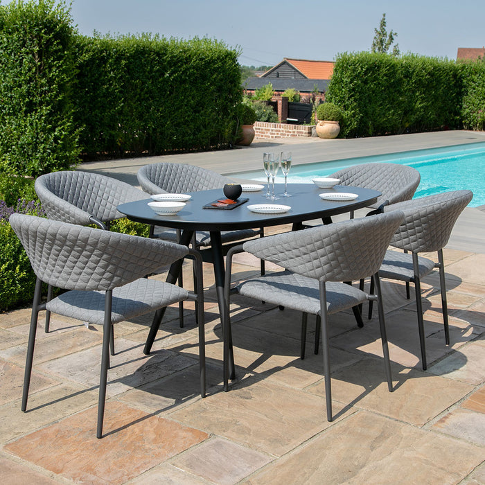 Outdoor Fabric Pebble 6 Seat Oval Dining Set