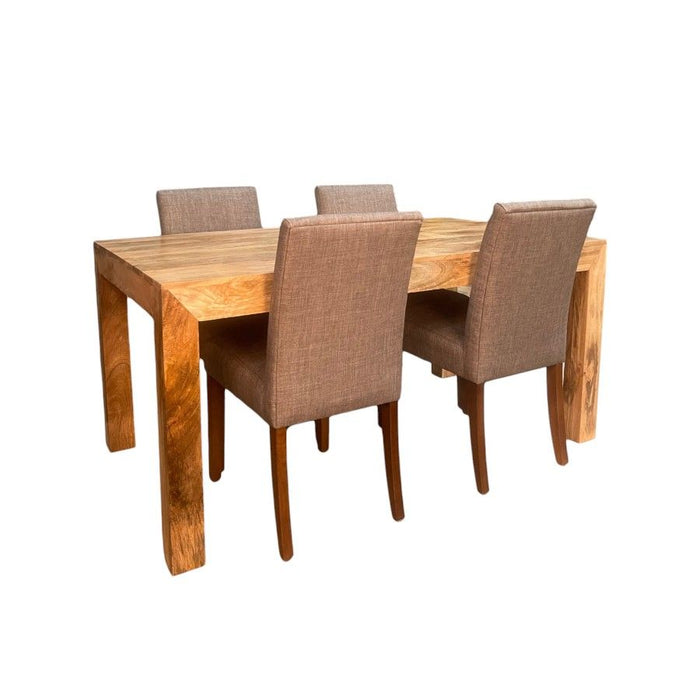Light Mango Wood 160cm Dining Table & 4 Milan Dining Chairs 3 Colours - In Stock
