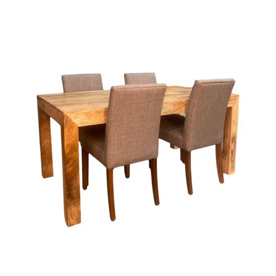 Acre & Artisan Light Solid Wood 160Cm Dining Table And 4 Milan Dining Chairs
