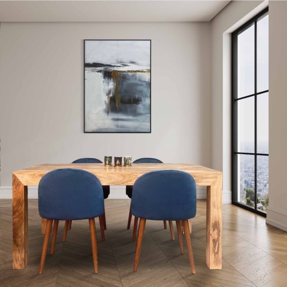 Acre & Artisan Light Solid Wood 160Cm Dining Table 4 Zena Dining Chairs
