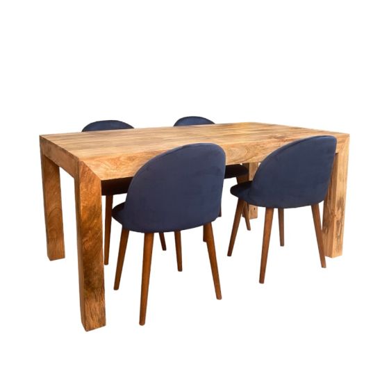 Acre & Artisan Light Solid Wood 160Cm Dining Table 4 Zena Dining Chairs