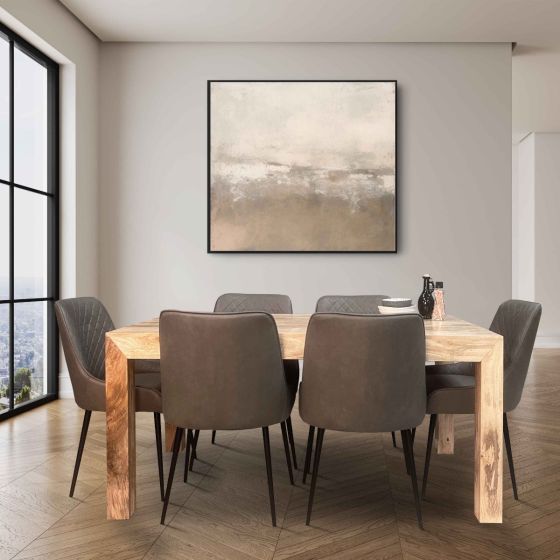 Acre & Artisan Light Solid Wood 160Cm Dining Table 6 Henley Faux Leather Dining Chairs