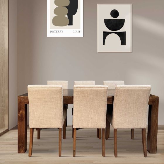 Acre & Artisan Solid Wood 160Cm Dining Table 6 Milan Dining Chairs
