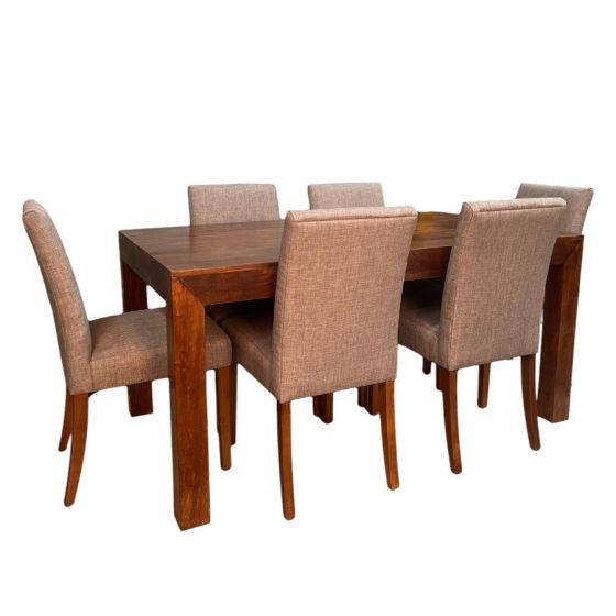 Acre & Artisan Solid Wood 160Cm Dining Table 6 Milan Dining Chairs