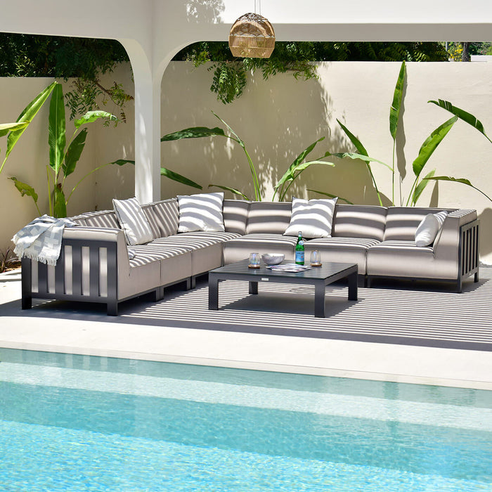 Outdoor Fabric Ibiza Large Corner Sofa Set With Square Coffee Table