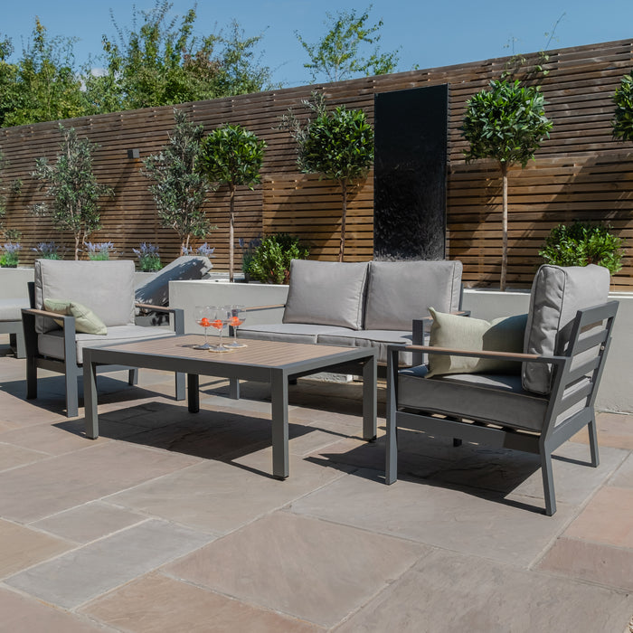 Vancouver 2 Seat Aluminium Sofa Set with Rectangular Coffee Table - Dove Grey