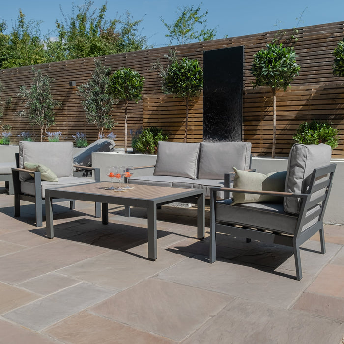 Vancouver 2 Seat Aluminium Sofa Set with Rectangular Coffee Table - Dove Grey