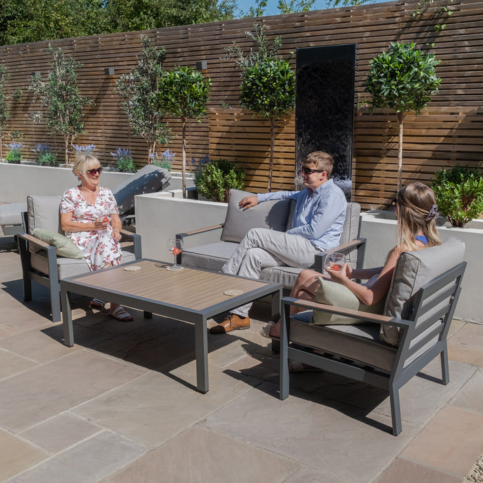 Vancouver 2 Seat Aluminium Sofa Set with Rectangular Coffee Table - Dove Grey