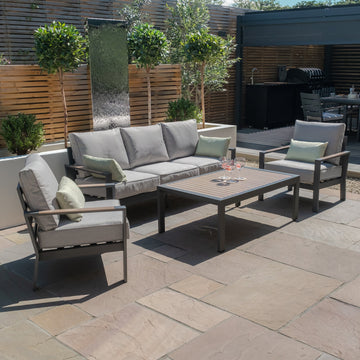 Vancouver 3 Seat Aluminium Sofa Set with Rectangular Coffee Table - Dove Grey