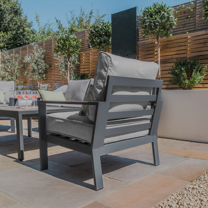 Vancouver 3 Seat Aluminium Sofa Set with Rectangular Coffee Table - Dove Grey