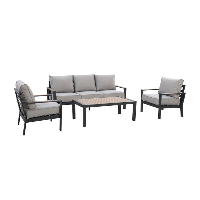 Vancouver 3 Seat Aluminium Sofa Set with Rectangular Coffee Table - Dove Grey