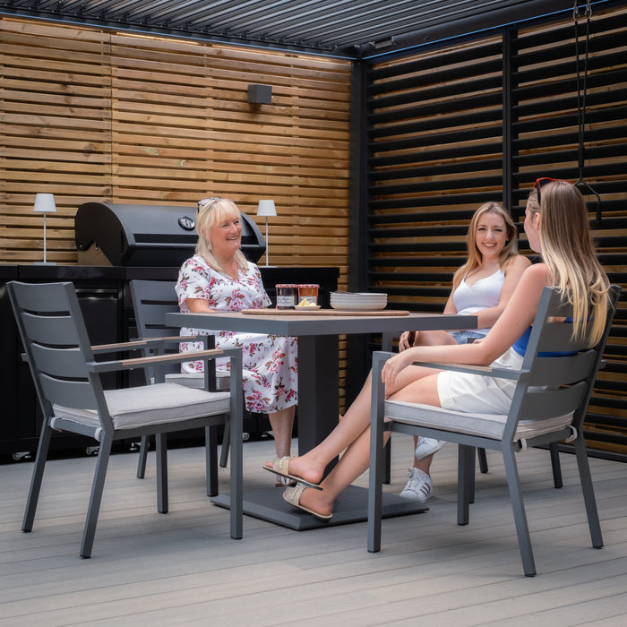 Vancouver 4 Seat Aluminium Square Dining Set - Dove Grey