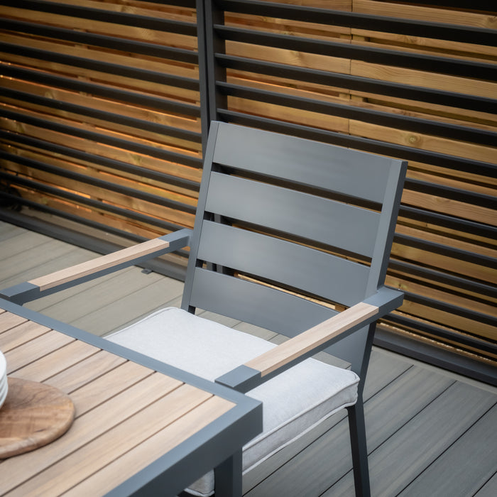 Vancouver 4 Seat Aluminium Square Dining Set - Dove Grey