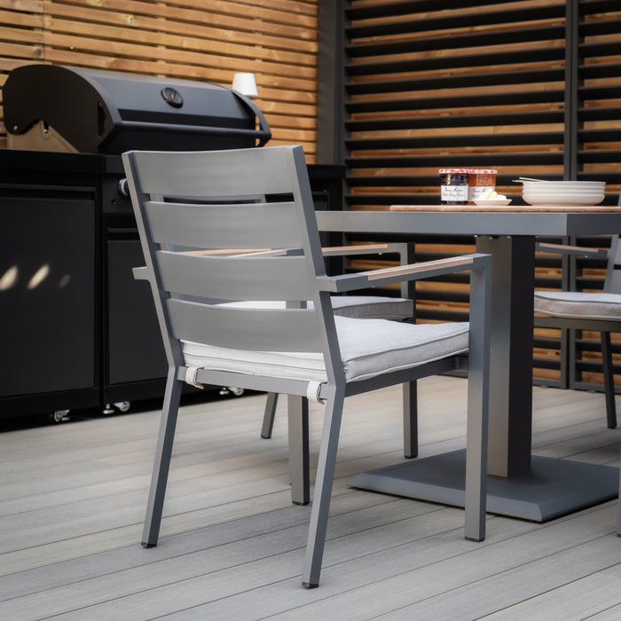 Vancouver 4 Seat Aluminium Square Dining Set - Dove Grey