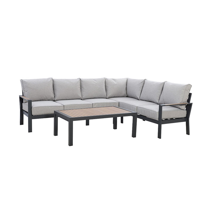 Vancouver Large Aluminium Corner Sofa Set with Rectangular Coffee Table - Dove Grey