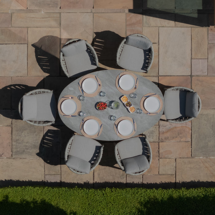 Milan Rope Weave 6 Seat Oval Dining Set