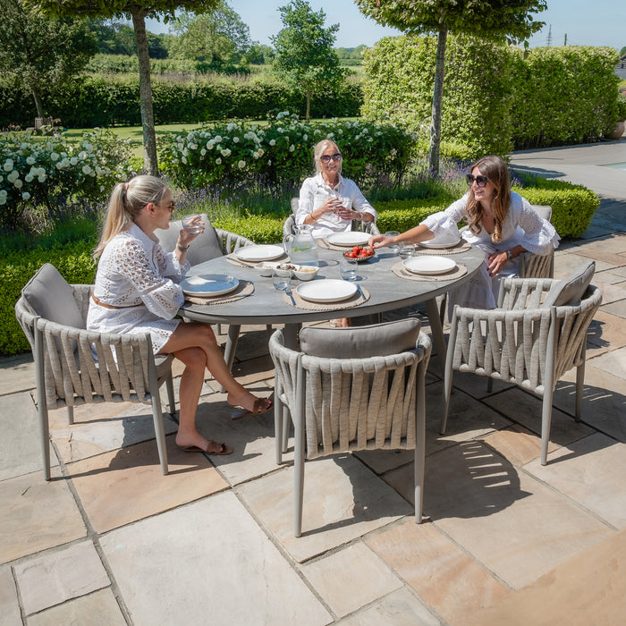 Milan Rope Weave 6 Seat Oval Dining Set