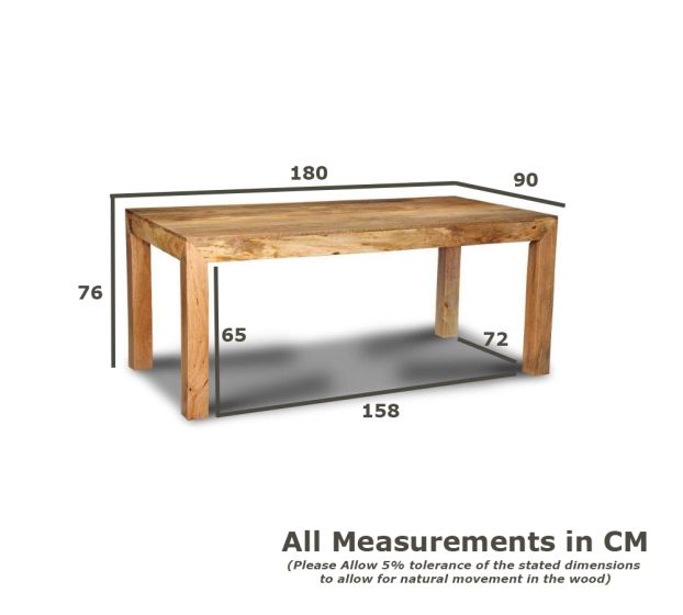 Acre & Artisan Light Solid Wood 180Cm Dining Table 146