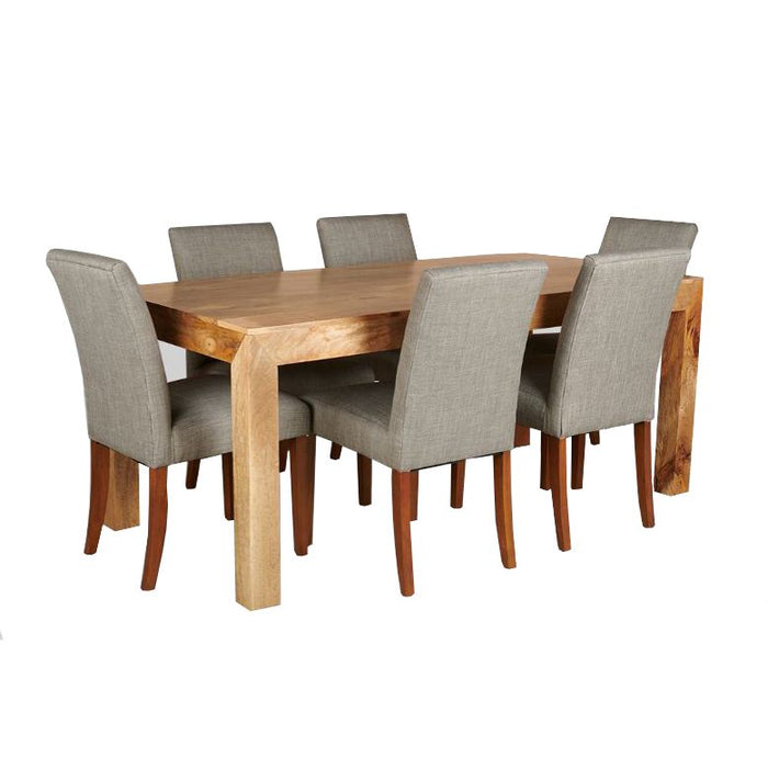180cm Dakota Dining Table With 6 Milan Fabric Dining Chairs 3 Colours - In Stock