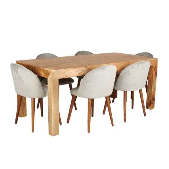 Acre & Artisan Light Mango Wood 180Cm Dining Table 6 Zena Chairs