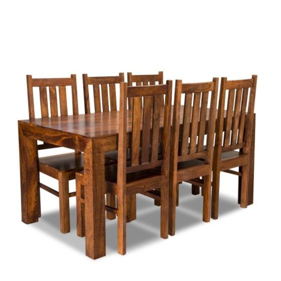 Acre & Artisan Solid Wood 180Cm Dining Table 6 Solid Wood Chairs