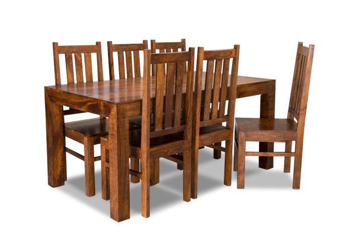 Acre & Artisan Solid Wood 180Cm Dining Table 6 Solid Wood Chairs