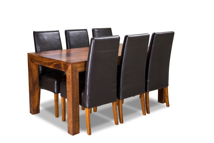 Acre & Artisan Solid Wood 180Cm Dining Table 6 Madrid Chairs 3 Colours