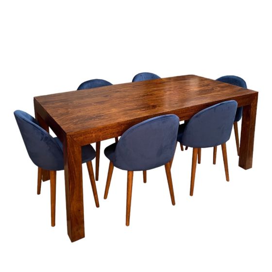 Acre & Artisan Solid Wood 180Cm Dining Table 6 Zena Dining Chairs